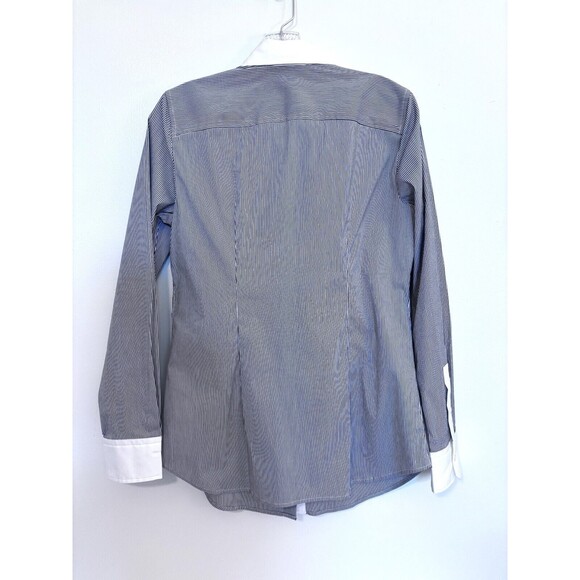Ann Taylor Black And White Pinstriped Button Down Shirt Size 8 - Picture 2 of 6